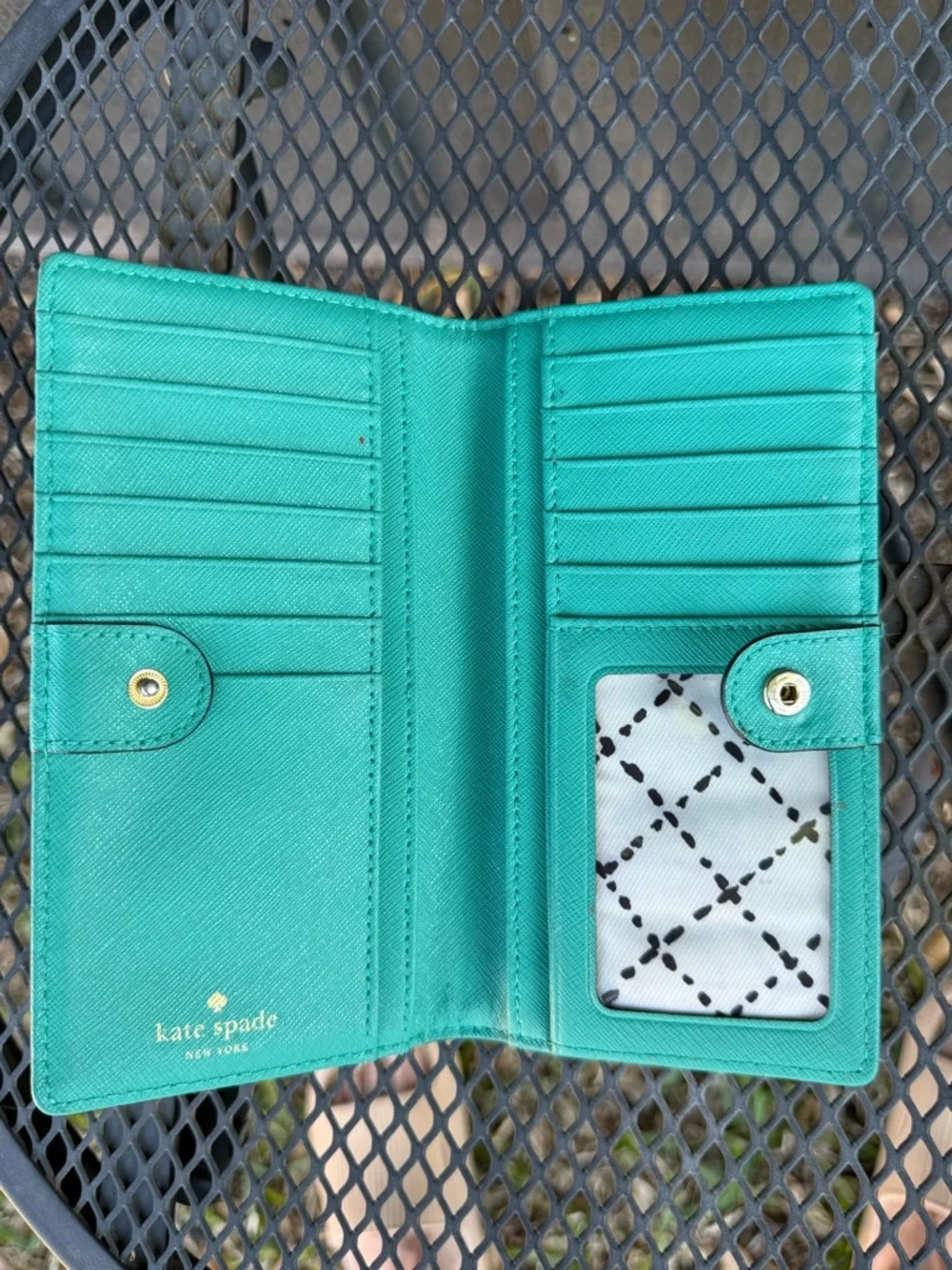 kate spade Turquoise Saffiano Leather “Stacy” bifold wallet - Picture 6 of 7